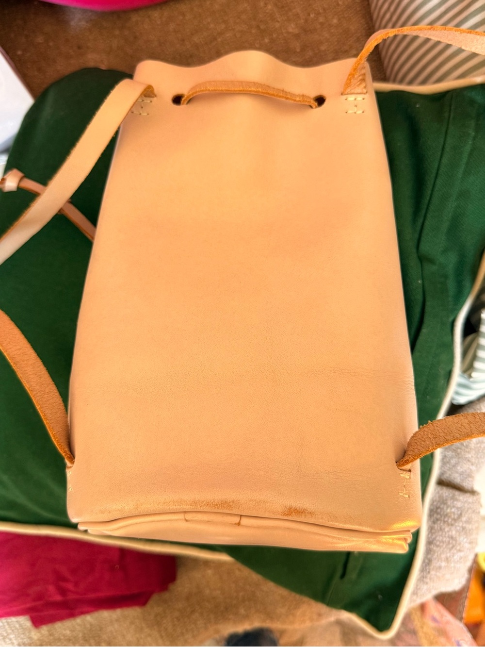 Leather Drawstring Backpack - Blush Pink - Picture 3 of 3